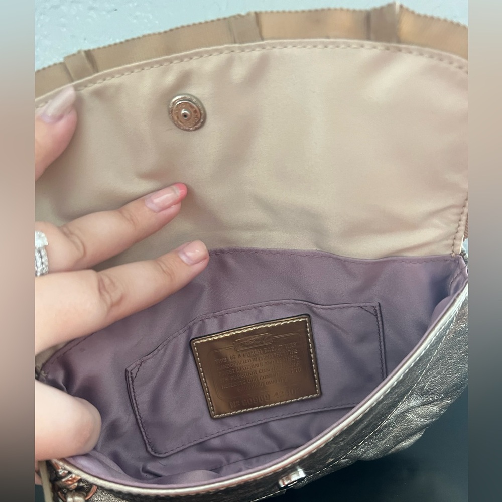 Coach Y2K Metallic Clutch Pleated Wristlet - Picture 8 of 9